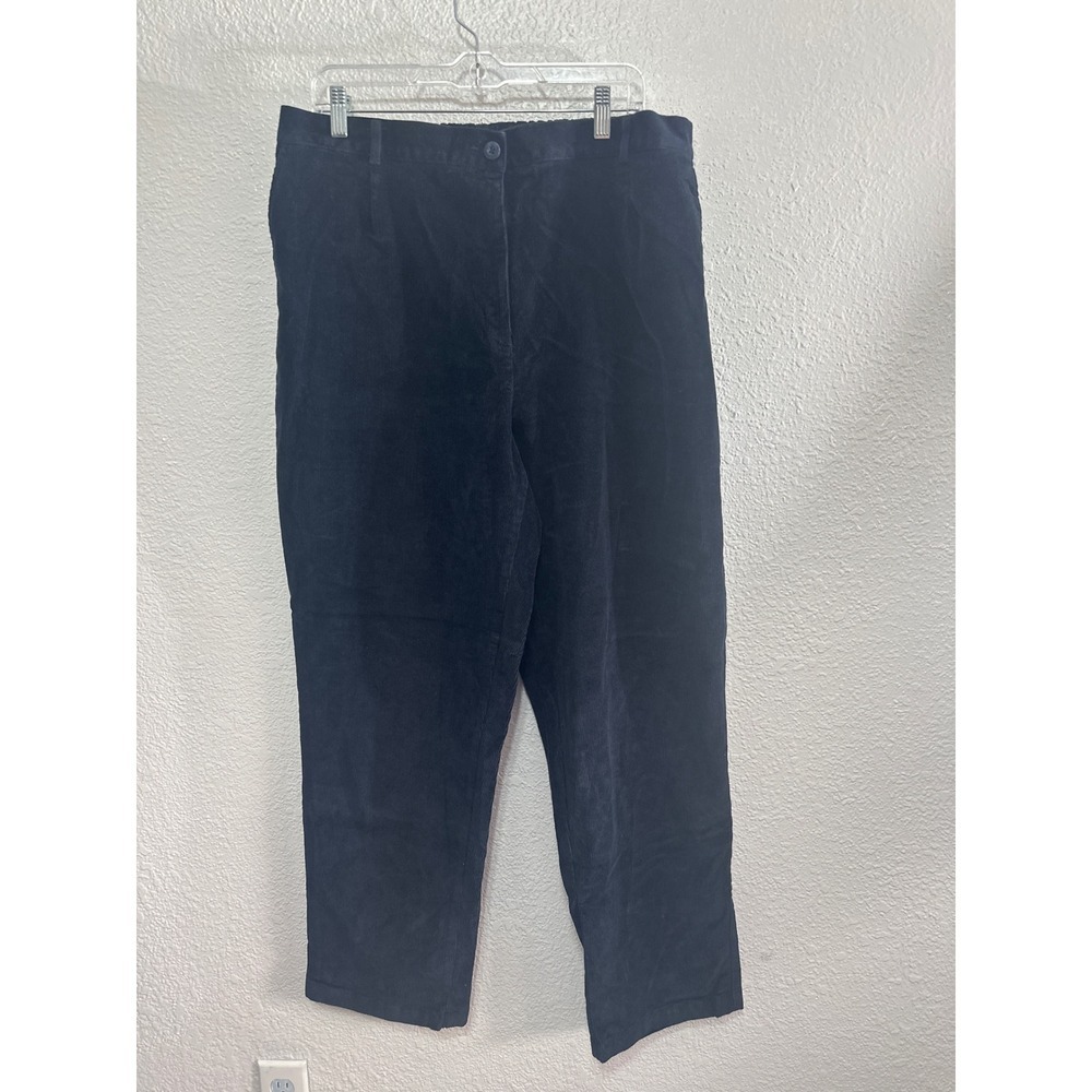 LL Bean Black Corduroy Pants Womens 18W Regular Original Fit Straight Leg